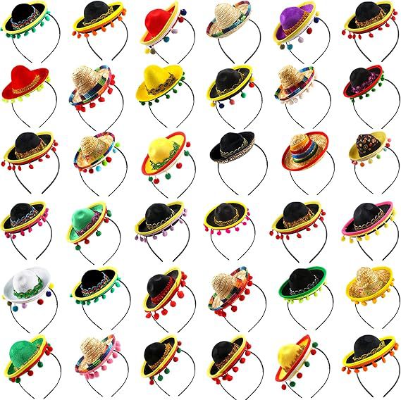 Carnaval adulto niño sombrero mexicano bandas de pelo pequeño sombrero fiesta mini sombrero mexicano
