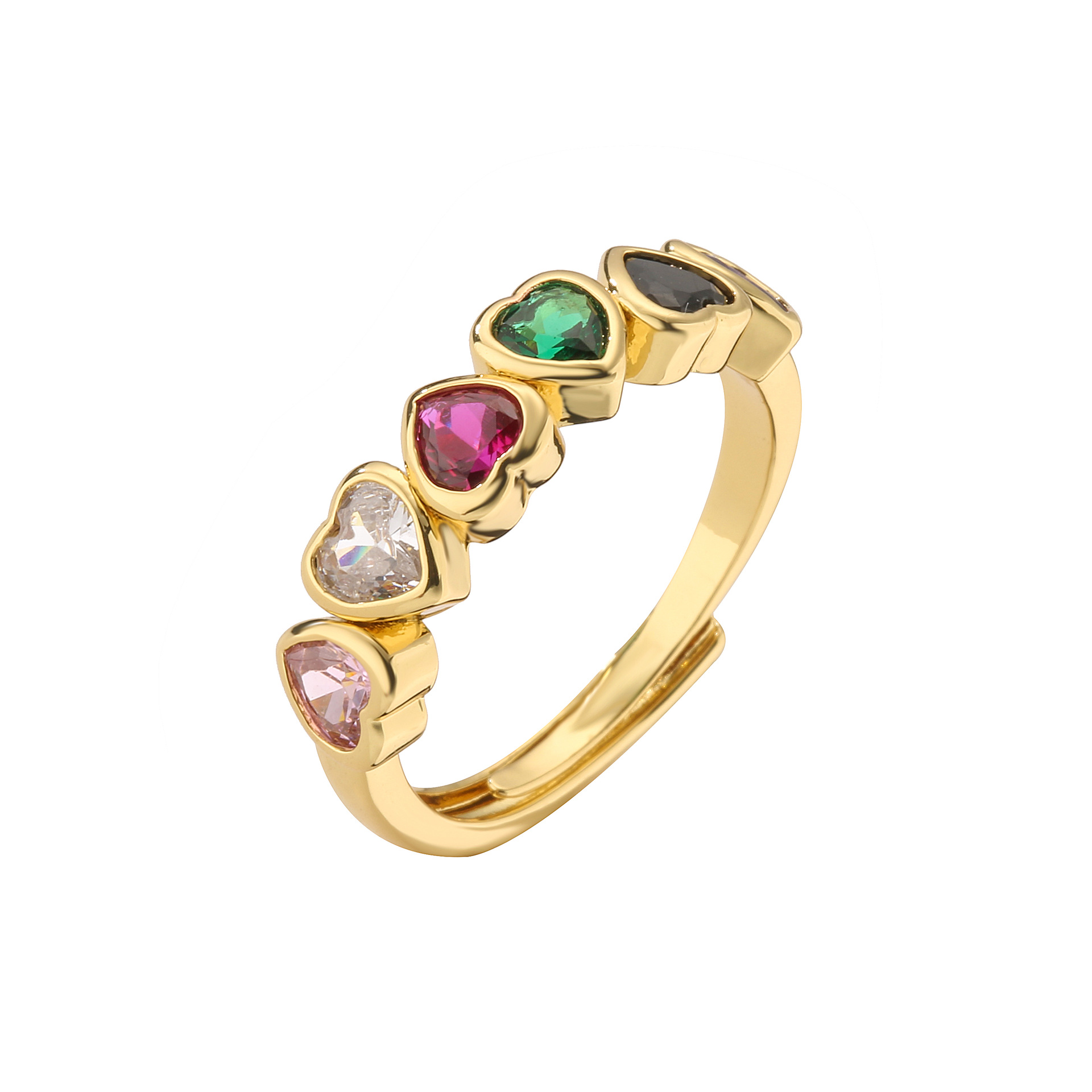 Fashion Peach Heart Shape Colorful Crystals Adjustable Ring display picture 5