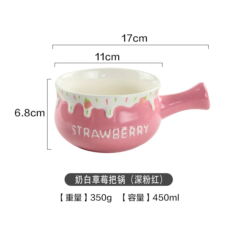 Ceramic tableware set, handmade strawberry design, 3-piece home dining kit