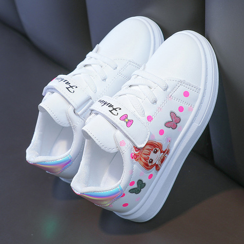 Children's white canvas shoes for girls aged 3-12, student flat casual sports shoes, low-top spring Korean style board shoes