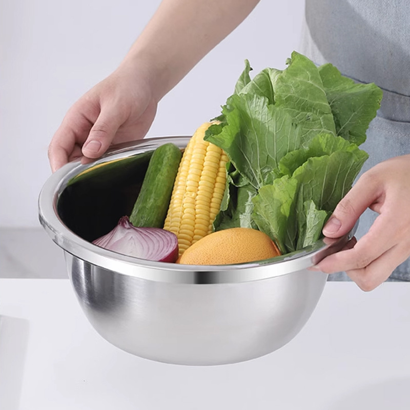 Многофункциональная миска из нержавеющей стали для дома: для кухни, для супов, для мытья овощей, для взбивания яиц, утолщенная.