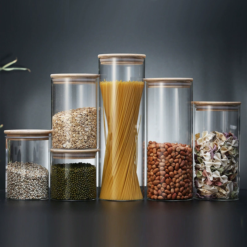 Оптовая Стеклянная Герметичная Банка Прямая Баночка Для Чая Сухофрукты Хранение Закуски Стеклянная Бутылка Баночка Для Хранения Конфет Кухня