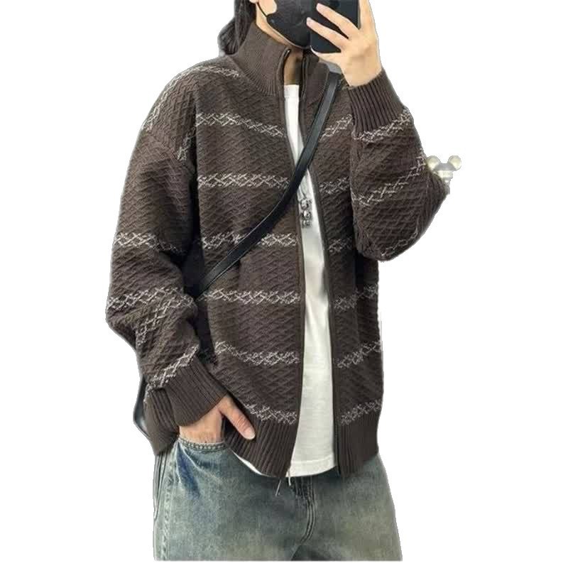 Nuevo estilo japonés otoño-invierno hombre casual universal cuello alto jersey suéter de punto calidad de moda simple moda Harajuku
