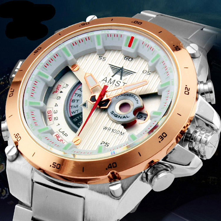 AMST艾美时特大表盘防水夜光休闲创意电子运动石英男士手表男表