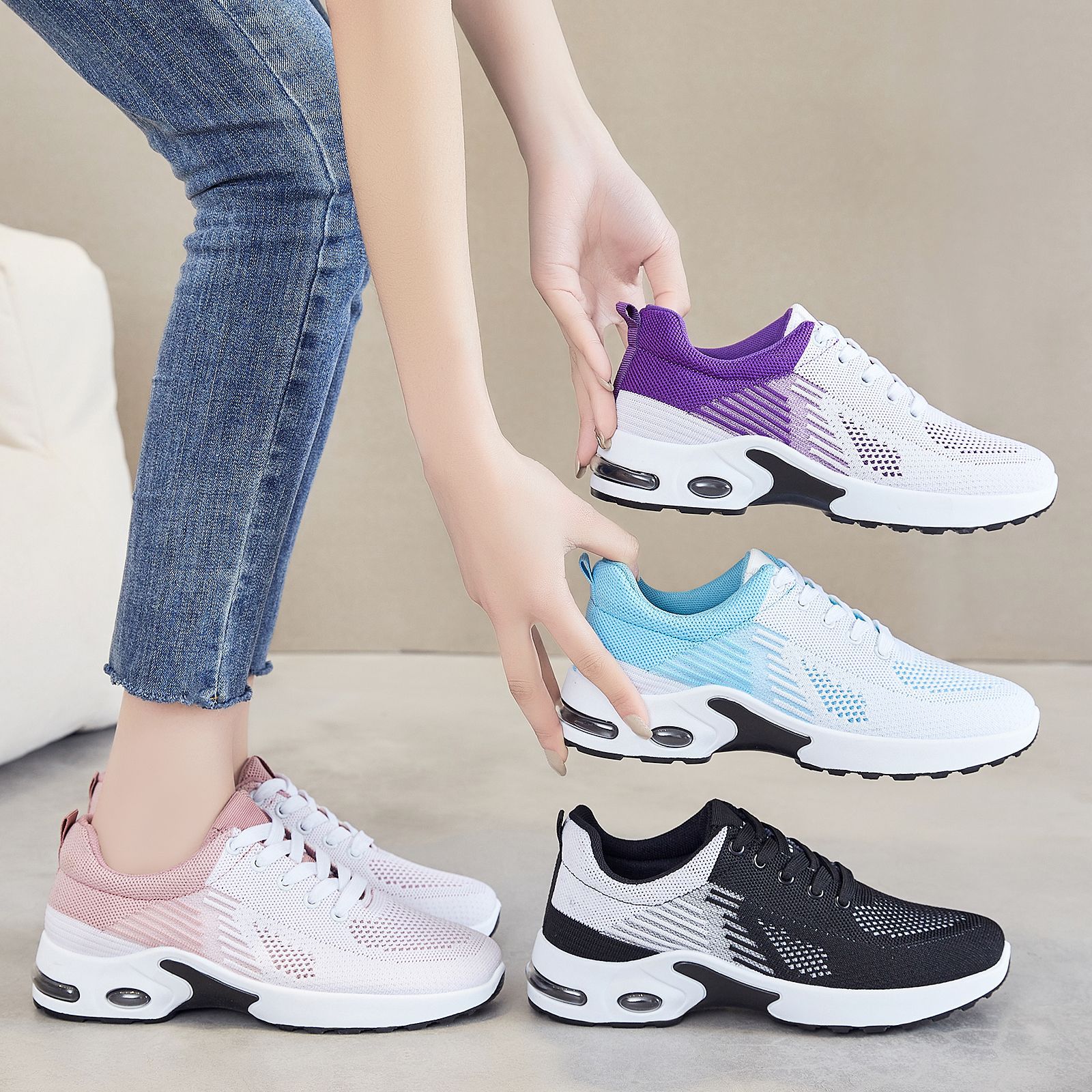 Zapatillas Deportivas Transpirables de Primavera para Mujer, Talla Grande, Estilo Casual, Malla, Suela Suave, para Correr