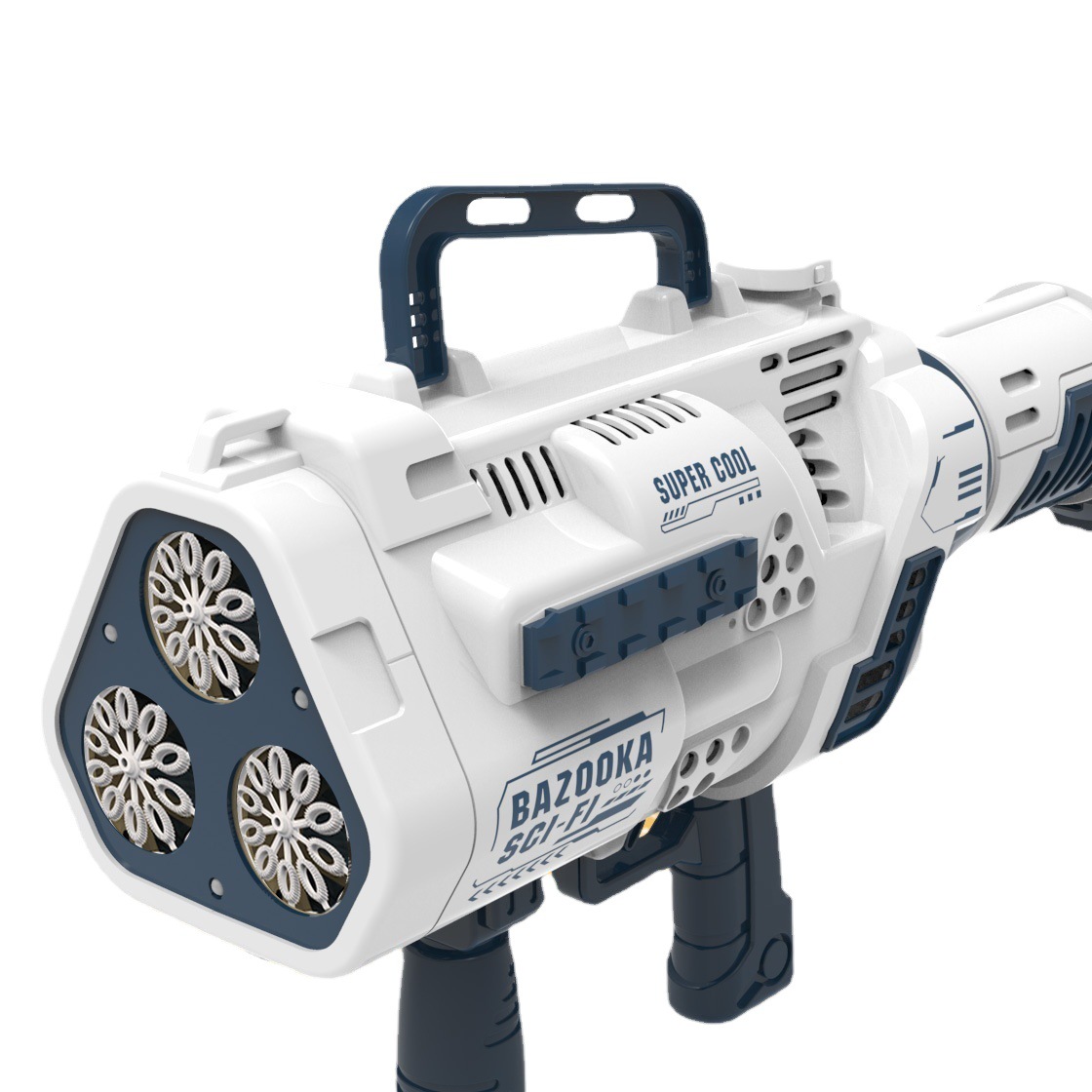 Nueva celebridad en línea Neptuno 24-agujero máquina de burbujas de iluminación automática niños y niñas cohete barril pistola de burbujas juguetes para niños