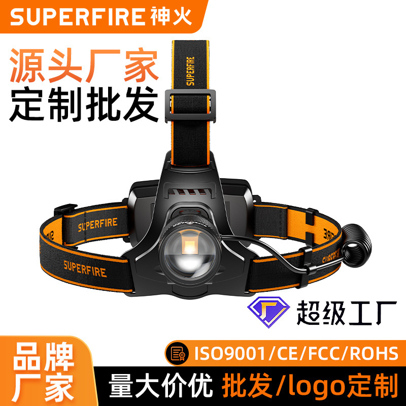 Shenhuo batería de litio faro 15W brillante de largo alcance al aire libre fuerte luz de Carga giratoria zoom LED faro HL71 al por mayor