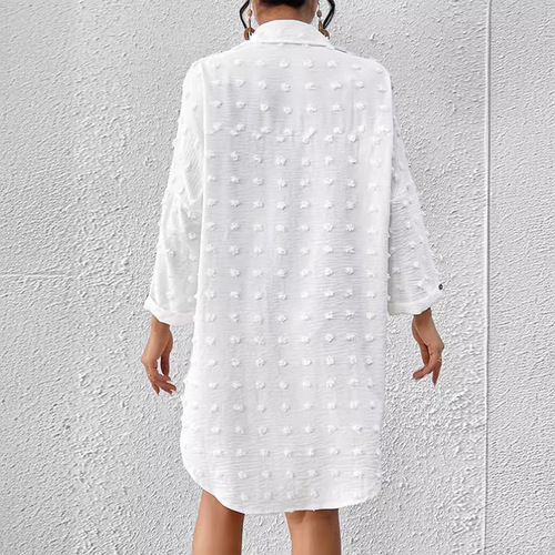 Independent station Western and Eastern new chiffon jacquard large pom-pom loose casual open sweater women's clothing