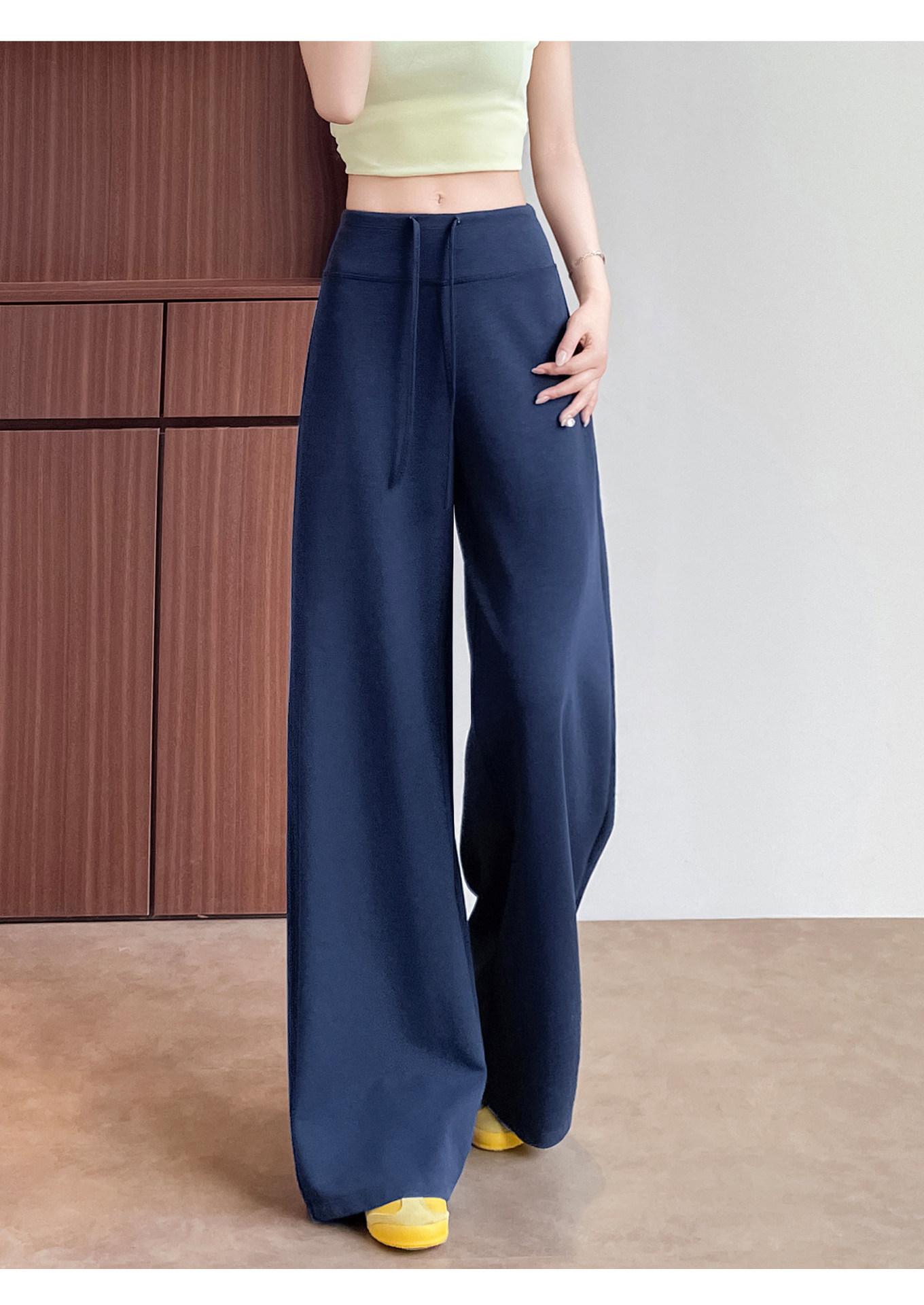 Quần legging yoga nữ cạp cao ống suông chất liệu lụa băng mát mẻ — Màu trắng gạo - Extended chi tiết 31
