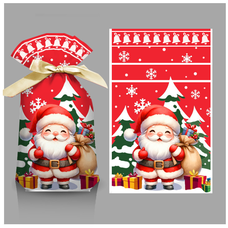クリスマスキャンディー袋小プレゼント包装袋クリスマスプレゼントリンゴ袋漫画ロープポケットクロスボーダー|undefined