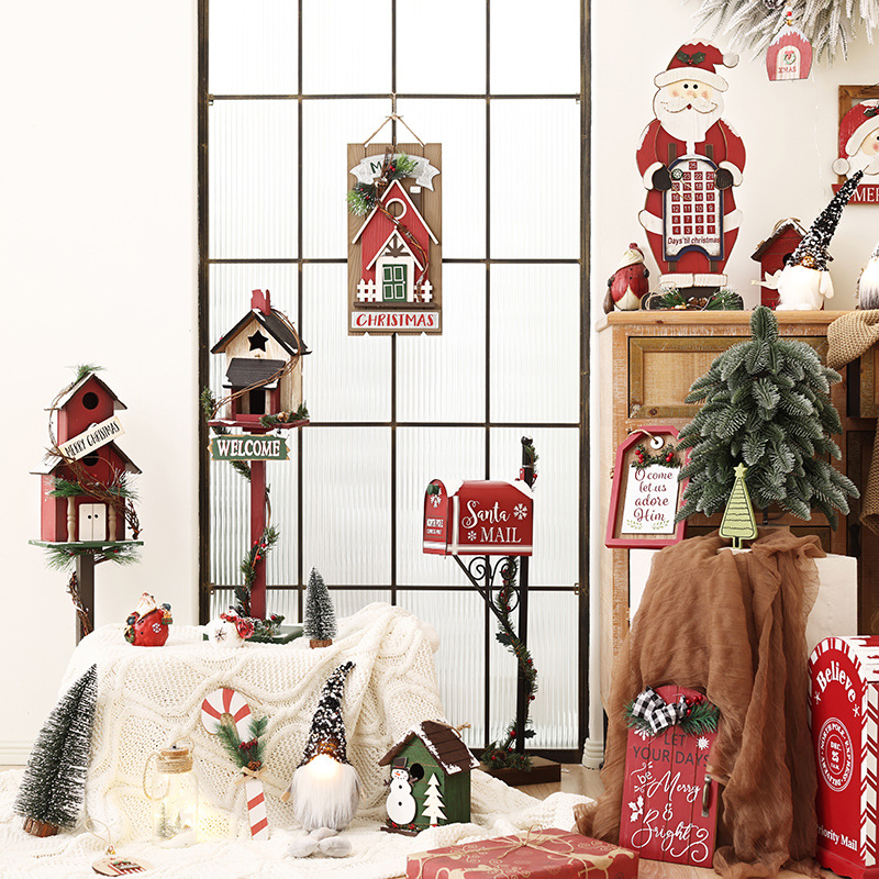 Puerta de madera de Navidad colgante de estilo retro americano colgante de pared puerta de cafeteria colgante de ventana de Navidad escena de disparo de props