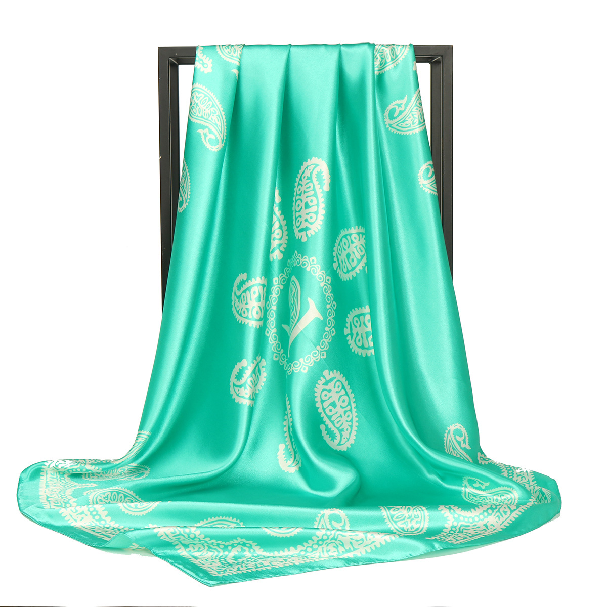 Summer Season Women's Streetwear Cashew Nuts Satin Printing Silk Scarf