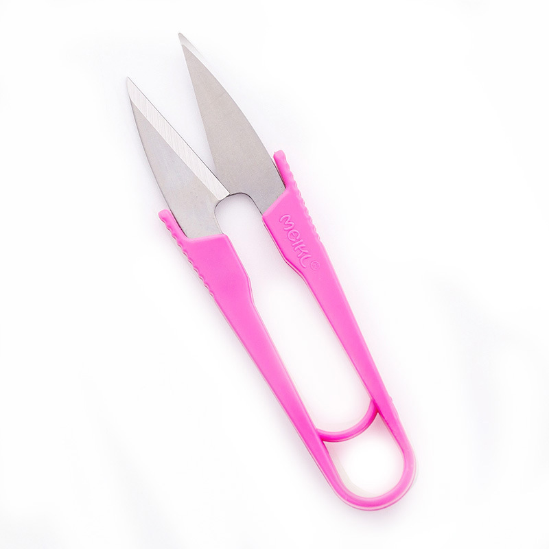 Mango de plástico H182 tijeras de punto de cruz de acero inoxidable tijeras de corte en forma de U tijeras de hilo para el hogar tijeras de cabeza de hilo pequeñas