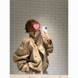 感英伦风短款风衣外套女春秋新款宽松立领时尚休闲通勤夹克衫