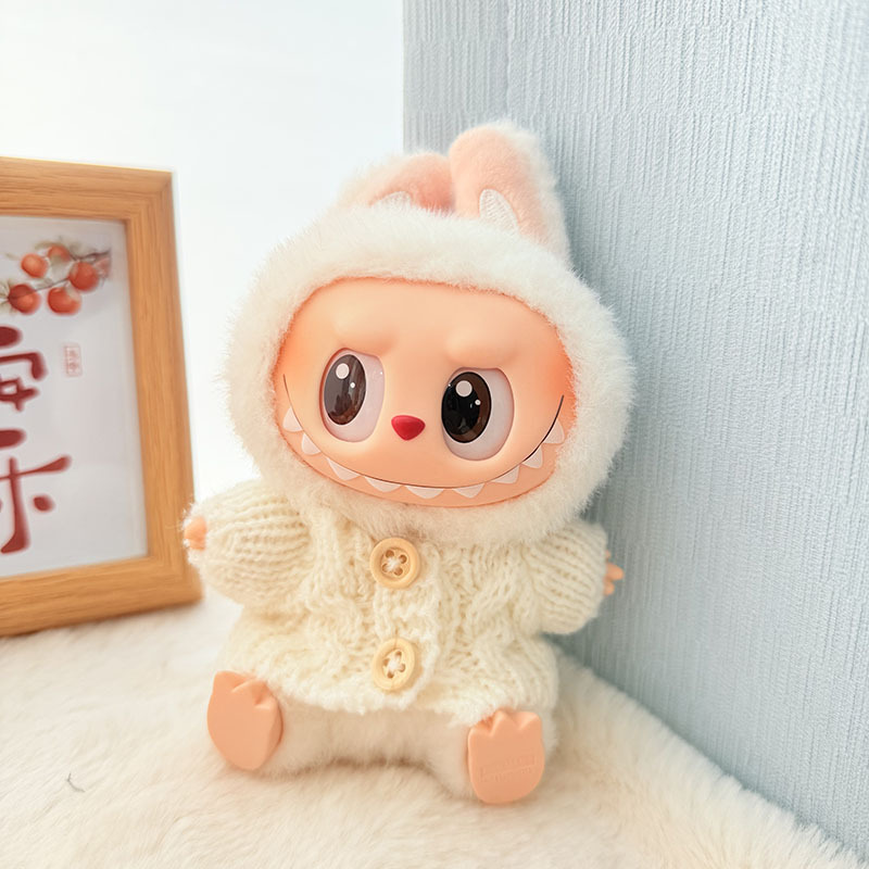 Solo ropa] Llavero de primera y segunda generación Labubu colgante de ropa Rabubu ropa de bebé suéter de punto traje de sombrero