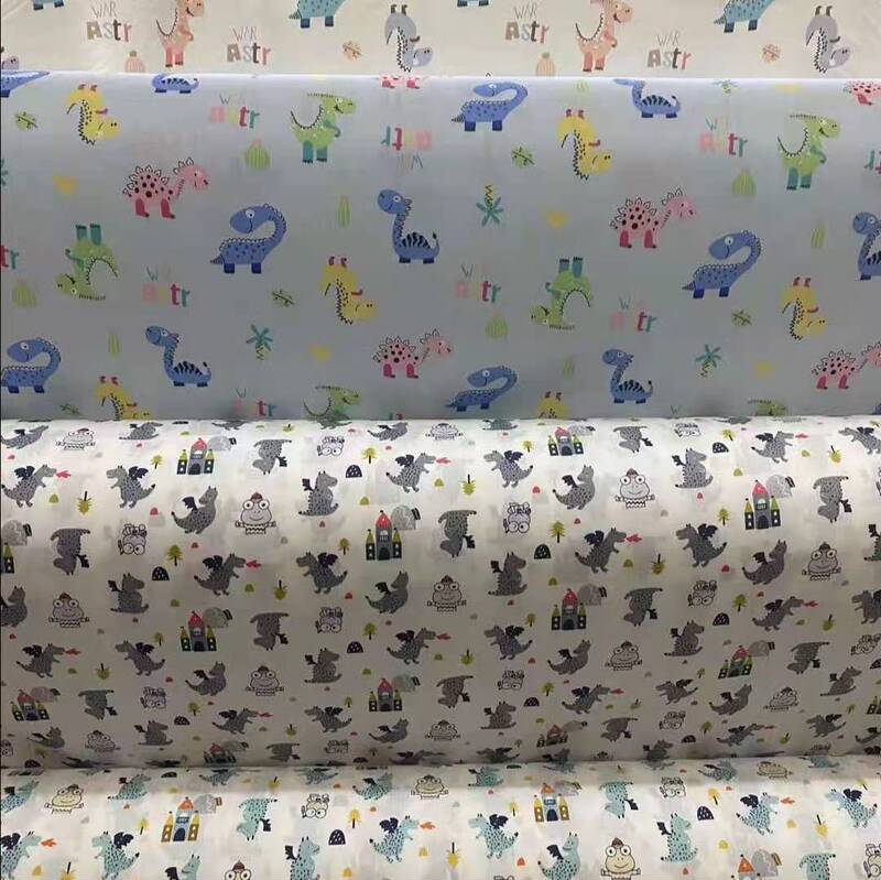 SOURCE manufacturer narrow 1.6 m cotton twill printed cloth bed sheet fabric multi-cartoon dinosaur truck