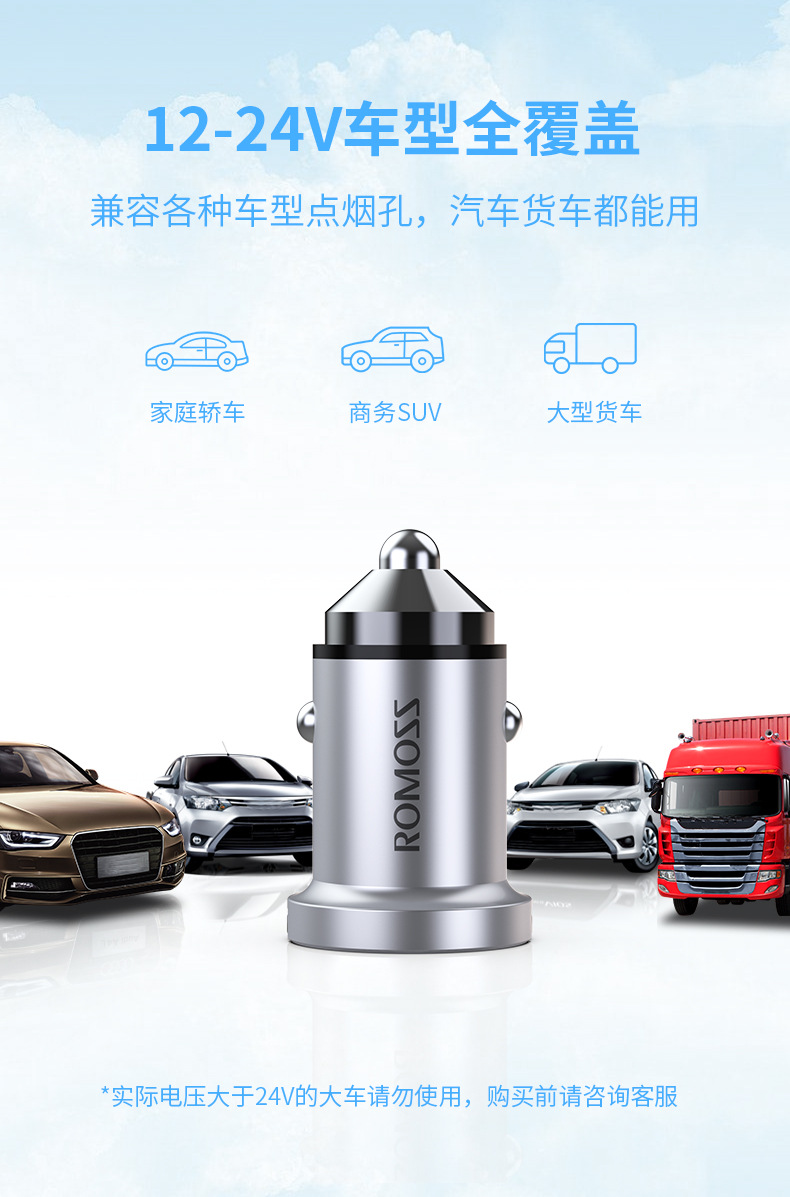 Romoss Dual-Port Compatible 22.5W Fast Charging Car Charger for Apple and Huawei Phones, Pd45W Car Charging Adapter