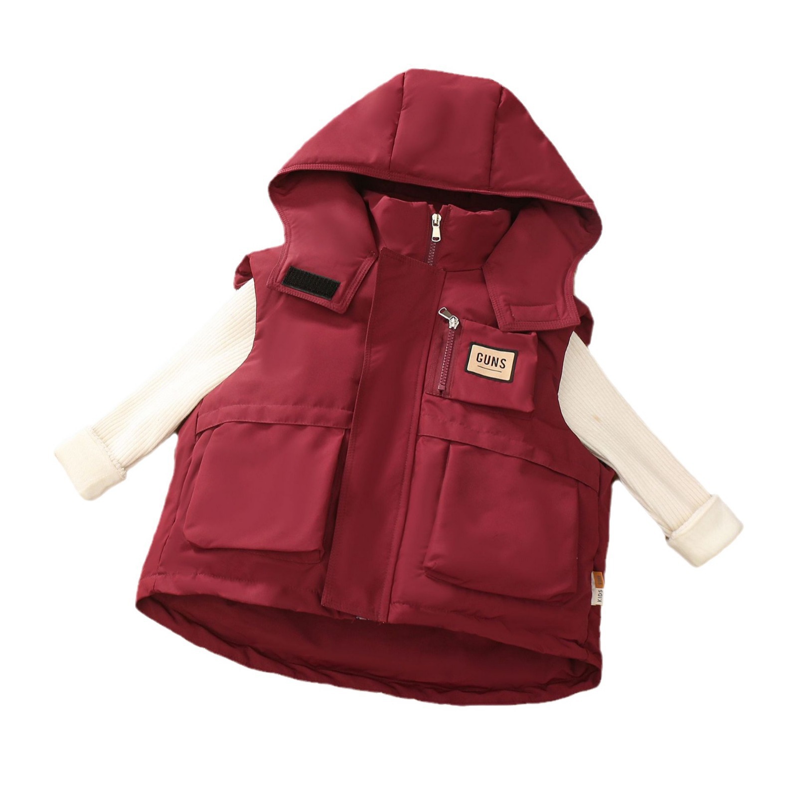 Chaleco de niño 2025 nuevo estilo de aire extranjero primavera / otoño / invierno ropa caliente chaleco de hombro para niños espesa pluma caballo de algodón