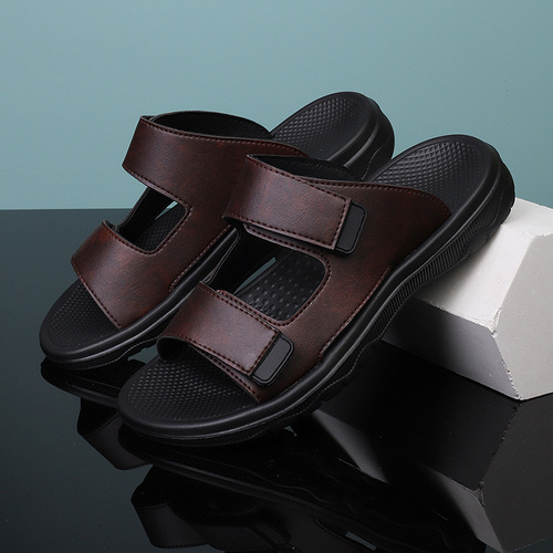 Men's Slides Slip-On Sandals, Versatile Soft Sole One-Piece Slides, Non-Slip Beach Shoes, Summer Fashion, Outdoor Wearing Flats