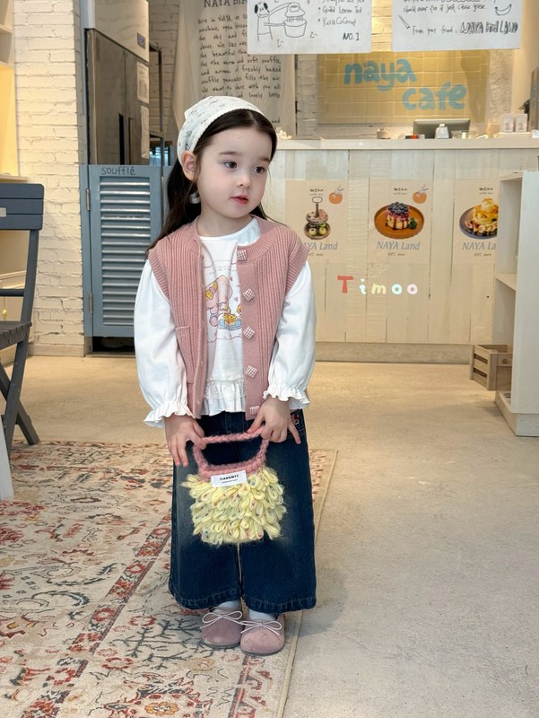 女の子のセーターベストベビーコットンセーター 2025 秋の新スタイル子供のベストトップジャケット女の赤ちゃん|undefined