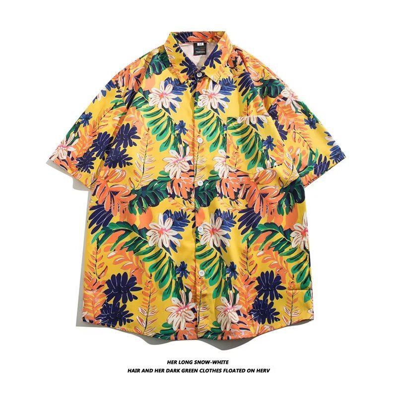 Camisa con botones de solapa suelta de manga larga de todo fósforo de la calle para hombres Venta caliente Flor colorida Impresión digital 3D