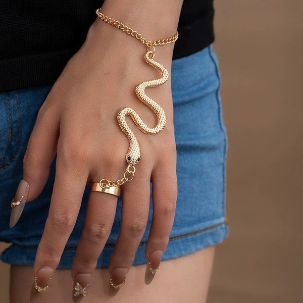 L397-3 Gold Snake Mitten Bracelet