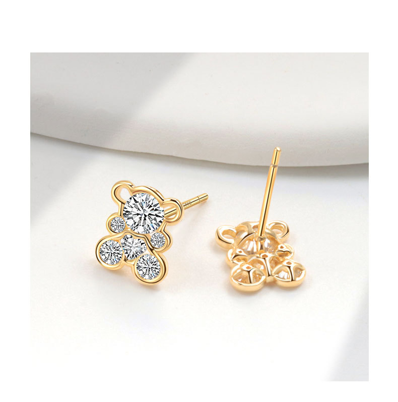 All Seasons Season Women's Gender 1 Pair 18K Gold Plated 925 Sterling Silver 925 Sterling Silver Earrings Bear Ear Studs