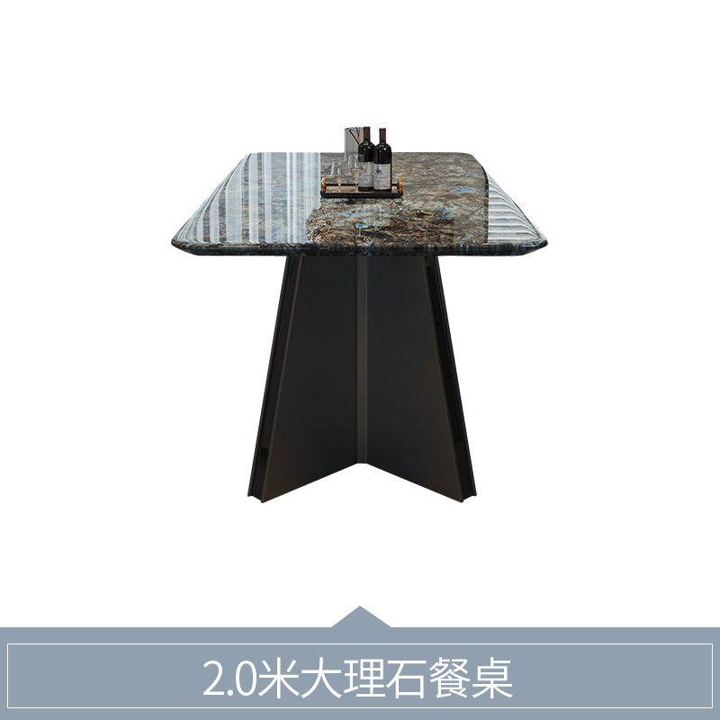 轻奢大理石餐桌现代简约长方形家用餐桌椅组合小户型不锈钢吃饭桌|undefined