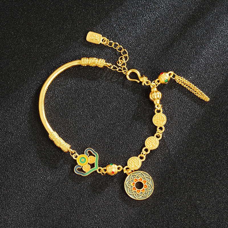 Gufa Sha Jinfu marca calabaza fresa nueva pulsera de flor de esmalte chino Ge Sang no se desvanecerá durante mucho tiempo joyas de lujo ligeras fuente