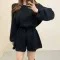 Костюм из двух предметов в винтажном knit-стиле, женская хлопковая кофта в корейском стиле с длинным рукавом и шорты-капри на завязках, один размер