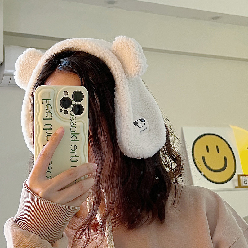 INS nuevo a prueba de frío oso orejeras invierno felpa oreja de dibujos animados cubierta caliente chica suave chica orejas calientes hembra