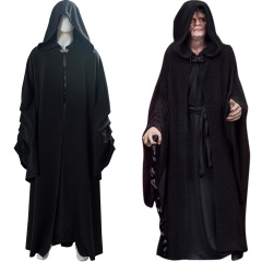 欧米のハロウィンの呪術師のマントの黒い帽子のマントの厚い保温の風の服のコートの役は舞台を演じます。