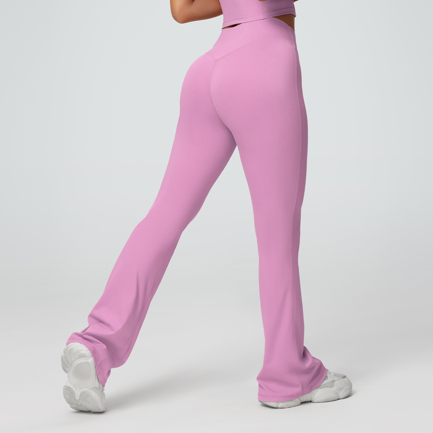 Pantalones de yoga de cadera ajustados transfronterizos, pantalones anchos para mujer, pantalones acampanados para deportes de carrera, pantalones de fitness de cintura alta