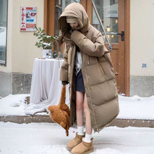 羽绒棉服女冬季新款中戏宽松学院风中长款过膝加厚保暖面包服棉衣