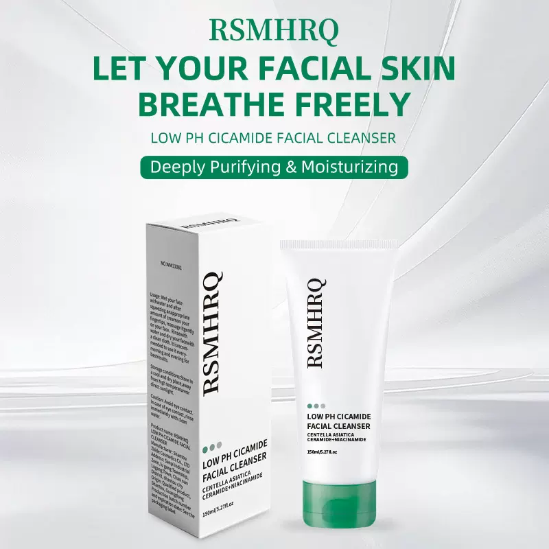 跨境外贸专供积雪草洗面奶深层清洁低PH值神经酰胺控油保湿洁面乳