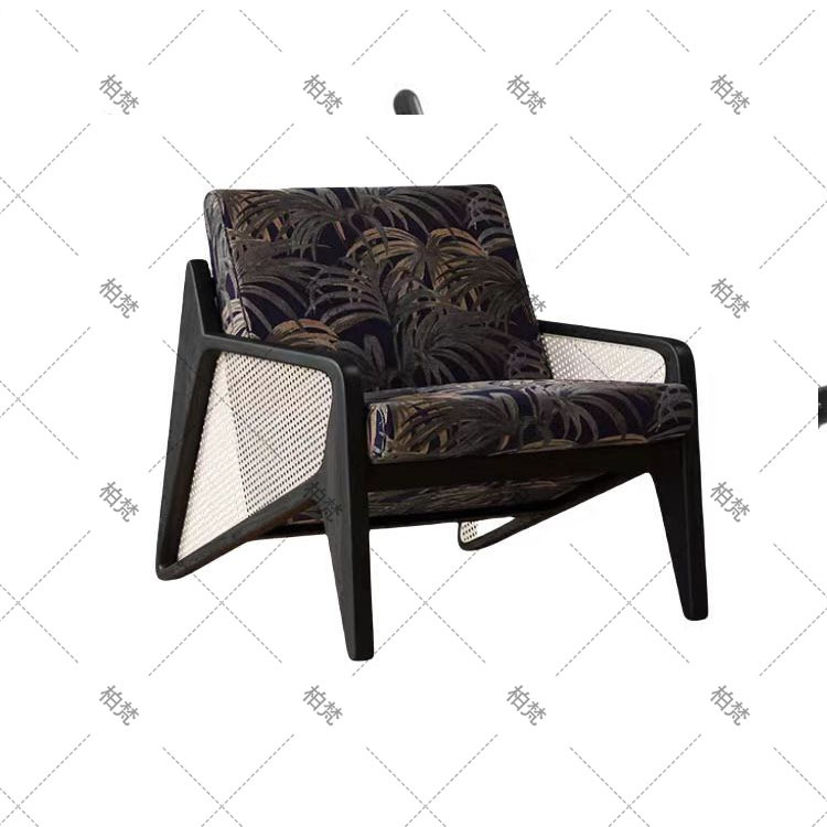 Silla de ocio de madera maciza perezosa de mediana edad, sofá individual de diseño de madera de fresno, silla Hank, silla de tienda de té con leche de café