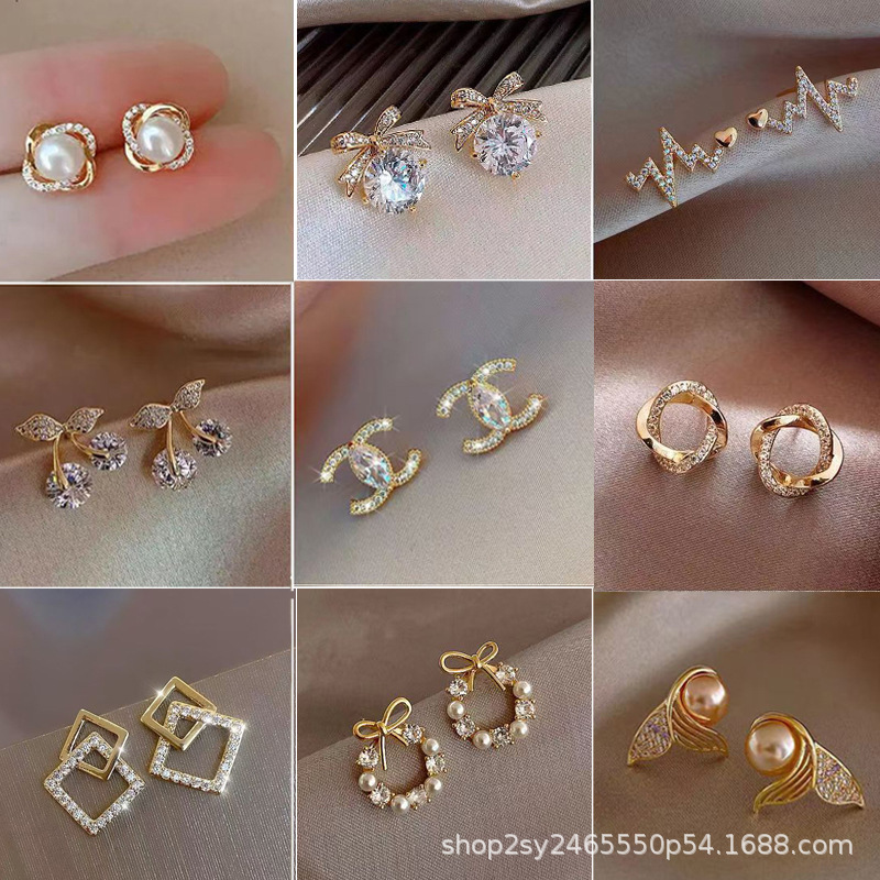 925 sterling silver needle pearl stud earrings 2024 new trendy trendy earrings female online influencer hot sale ear rings