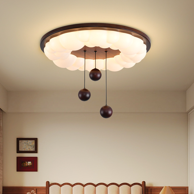 Daguanyuan dormitorio lámpara de techo nogal retro francés estilo crema dormitorio principal libro para niños lámpara de habitación 357L