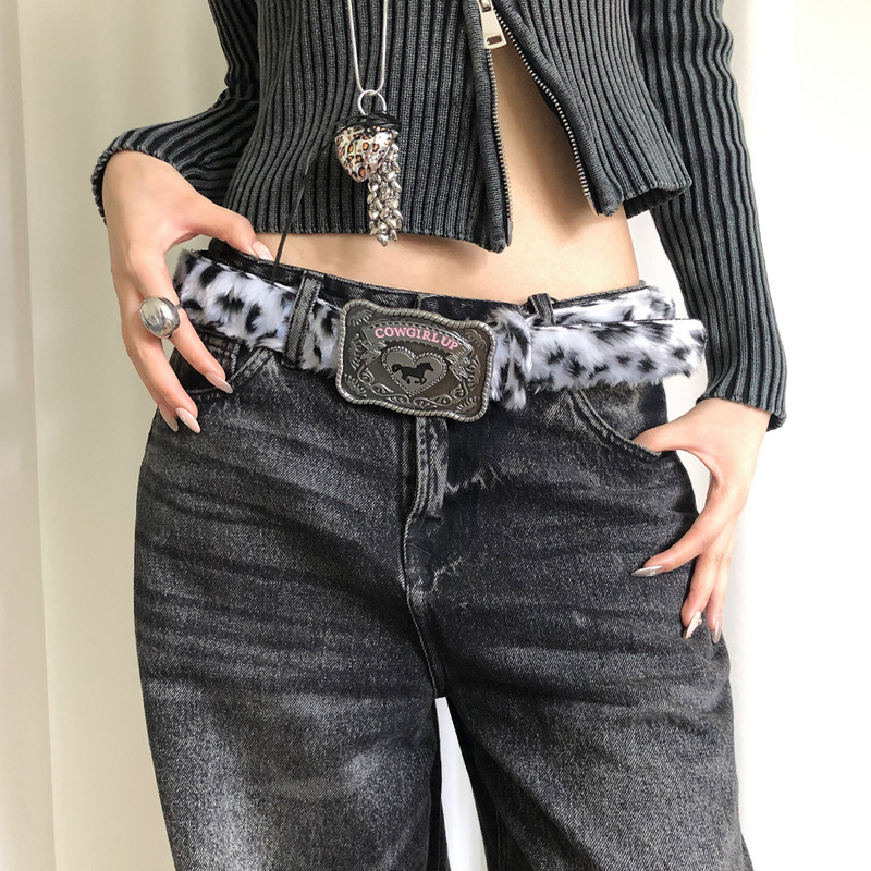 y2k甜酷复古潮流豹纹腰带女小众设计感牛仔裤朋克风百搭皮带装饰|undefined
