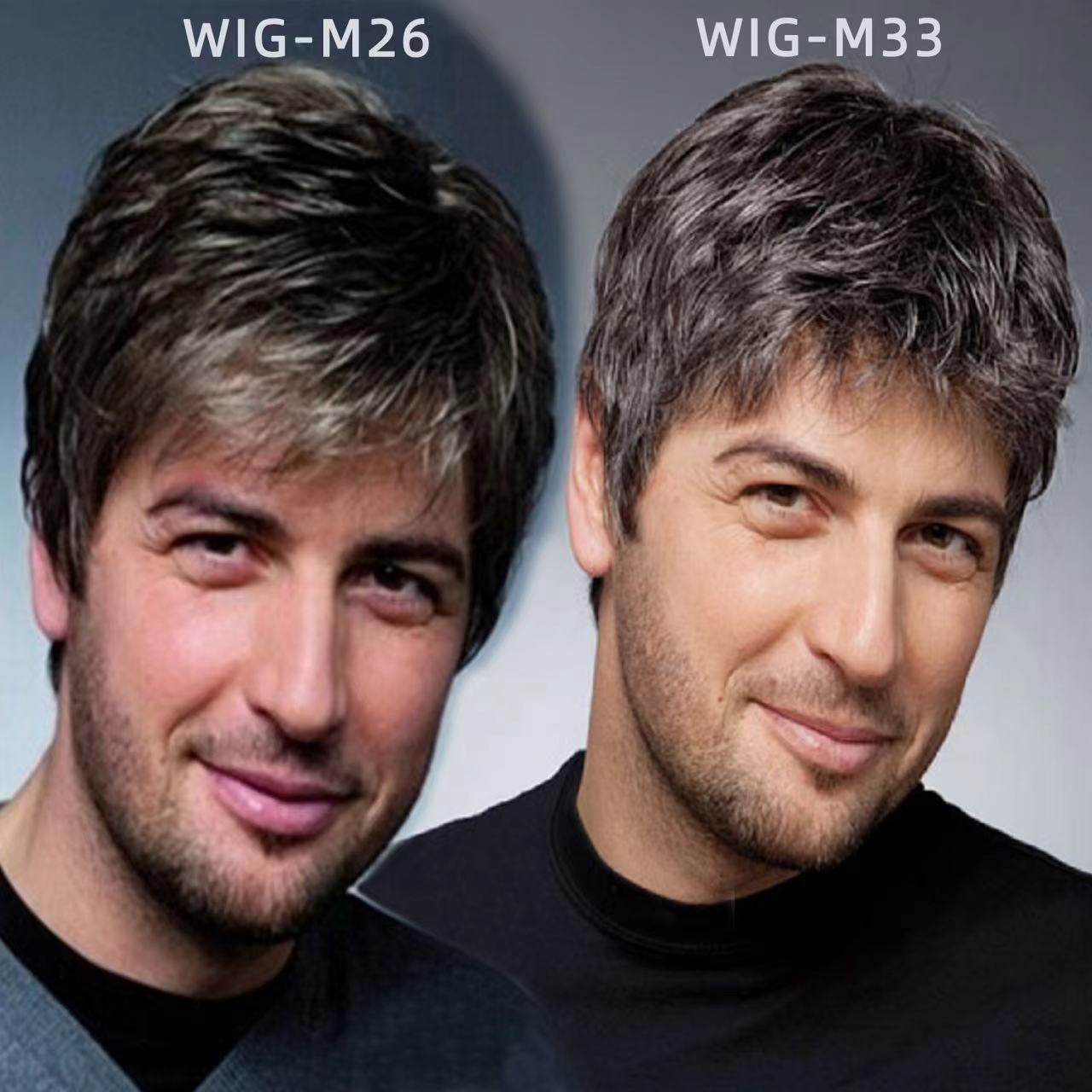 Transfronterizo europeo y americano de los hombres de la moda de pelo corto Peluca de fibra química cubierta de la cabeza completa esponjosa fábrica natural en stock al por mayor