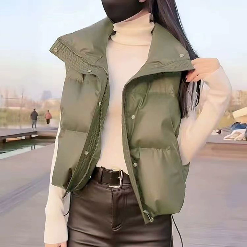 2025 новый осенне-зимний хлопковый жилет женский короткий модный жилет в корейском стиле свободный маленький утолщенный жилет