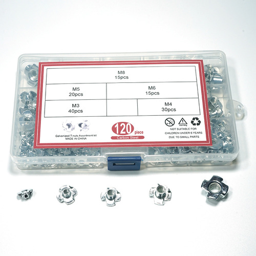 80pcs-85pcs-120pcs-130pcs White Zinc Four-armed Nut Wooden Insert Nut Box Set