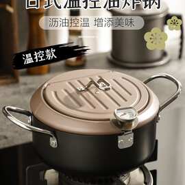 天妇罗油炸锅家用小炸锅省油日式可控温小型炸油锅沥油油炸锅燃气