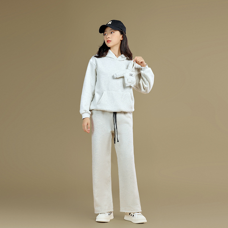Ropa para niños 2023 otoño y el invierno nueva chica de lana suéter pantalones traje los grandes movimiento aire exterior