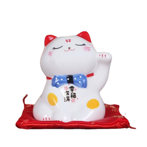 Mini Fortune Cat Money Bank Ceramic Japanese Cute Gift Birthday Gift Creative Home Office Reception Desk