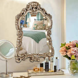 2022新款欧式贵族浴室镜复古卫浴镜玄关壁挂装饰镜卫生间半身镜子