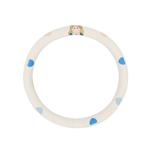 Car cartoon princess steering wheel cover embroidered cotton and linen breathable car non-slip hand summer car interior supplies for women