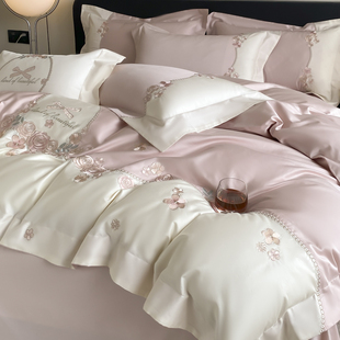 Class llA Maternal and Infant Grade Long-staple Cotton Four-piece Set Cotton Embroidered Quilt Cover New Style Bed Hat Naked Sleeping Bed