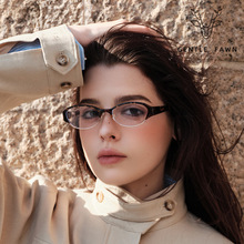 K9200 新款复古猫眼女平光镜TR90框板材腿防蓝光素颜眉毛眼镜框男