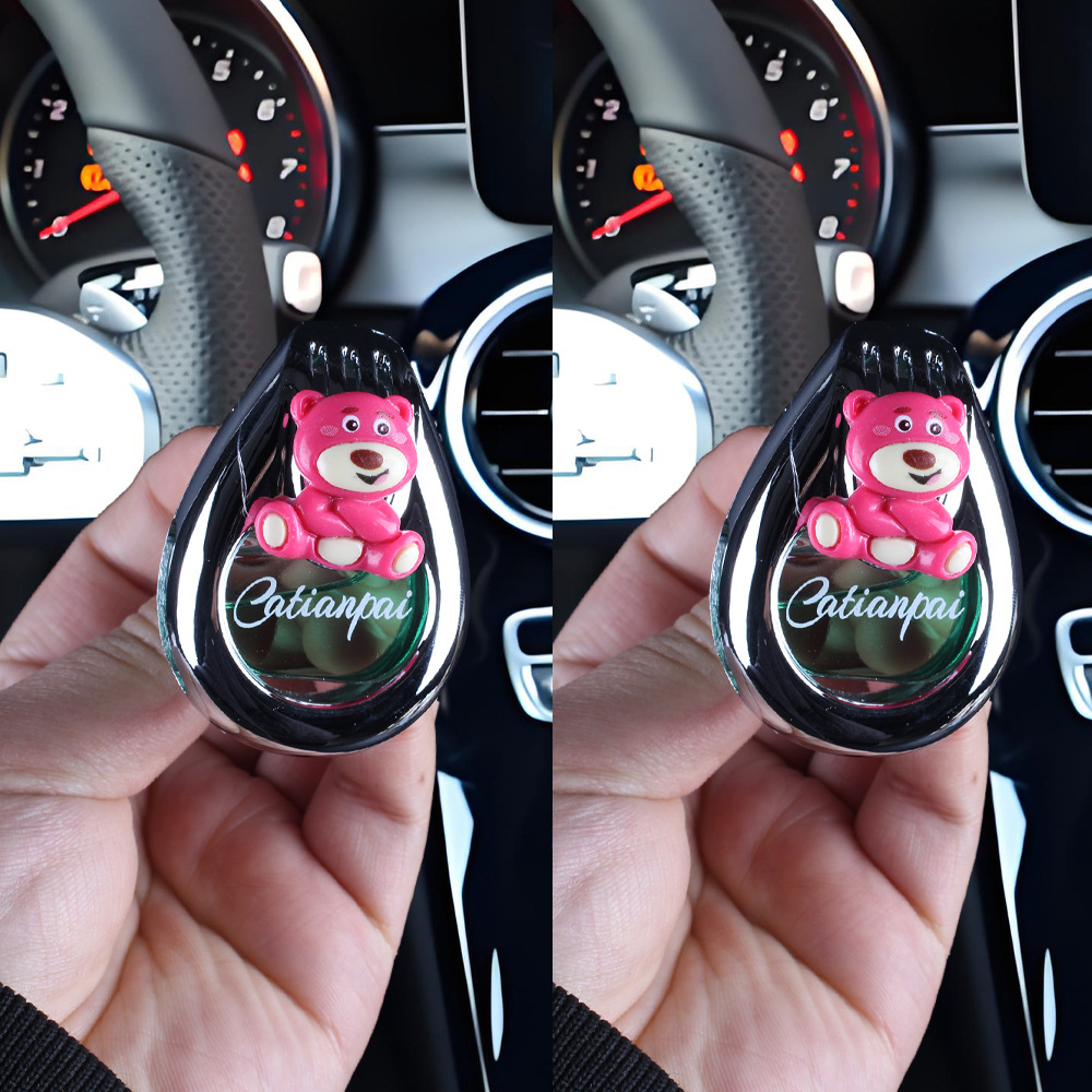 Aromaterapia para coche 2025 decoración de salida de aire de perfume para coche lindo oso decoración de fragancia para coche fragancia ligera duradera para coche